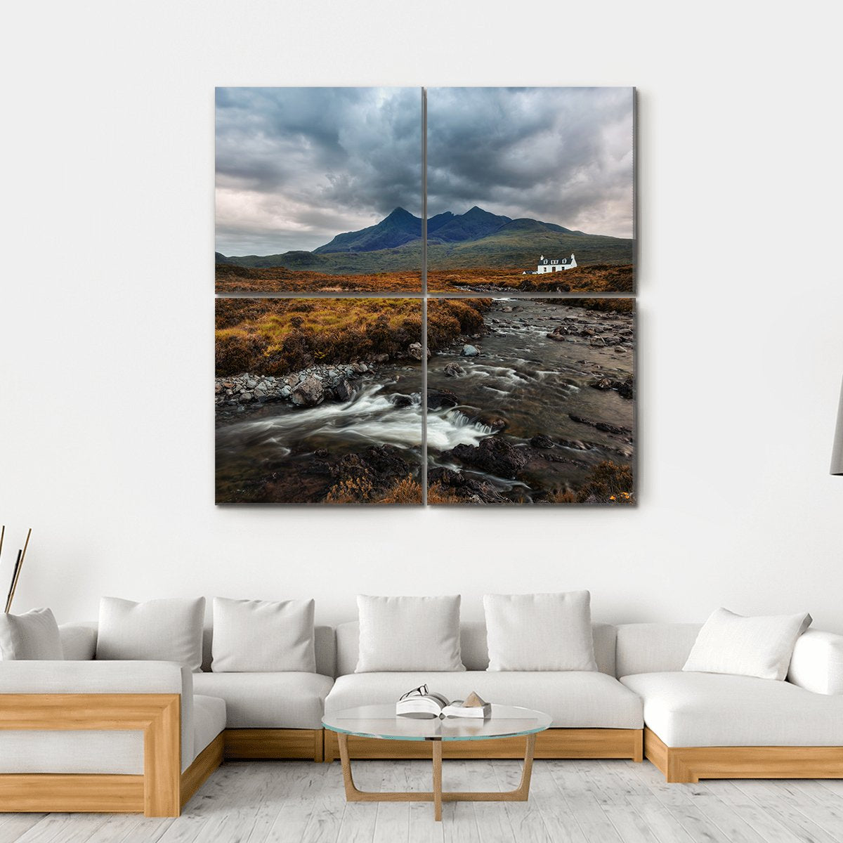 Sligachan Waterfall In United Kingdom Canvas Wall Art-4 Square-Gallery Wrap-17" x 17"-Tiaracle
