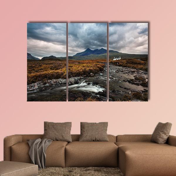 Sligachan Waterfall In United Kingdom Canvas Wall Art-3 Horizontal-Gallery Wrap-37" x 24"-Tiaracle