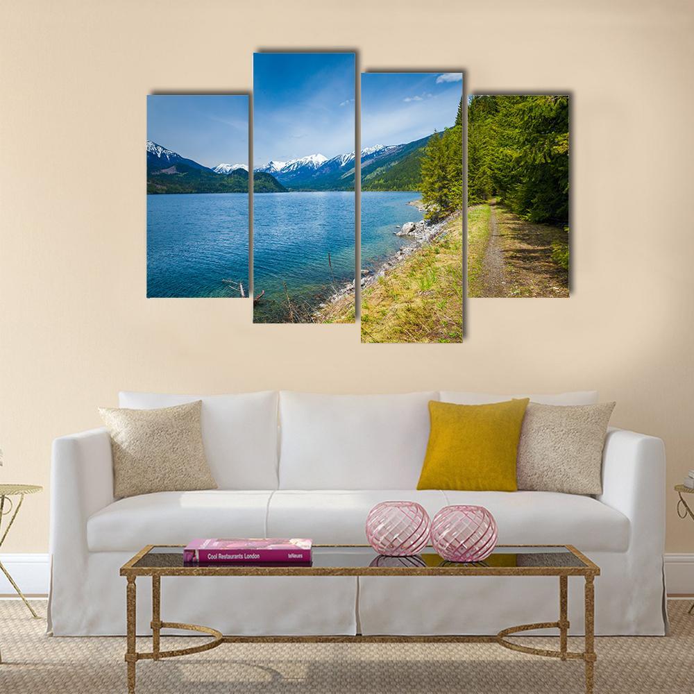 Slocan Lake In British Columbia Canvas Wall Art-4 Pop-Gallery Wrap-50" x 32"-Tiaracle