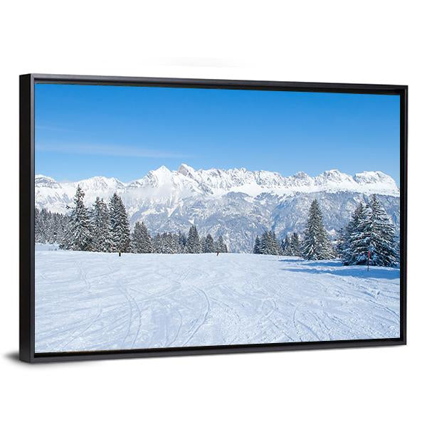 Slope On The Skiing Resort Flumserberg Canvas Wall Art-3 Horizontal-Gallery Wrap-25" x 16"-Tiaracle