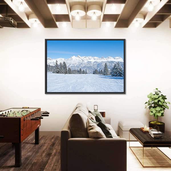 Slope On The Skiing Resort Flumserberg Canvas Wall Art-3 Horizontal-Gallery Wrap-25" x 16"-Tiaracle