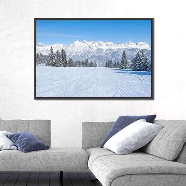 Slope On The Skiing Resort Flumserberg Canvas Wall Art-3 Horizontal-Gallery Wrap-25" x 16"-Tiaracle