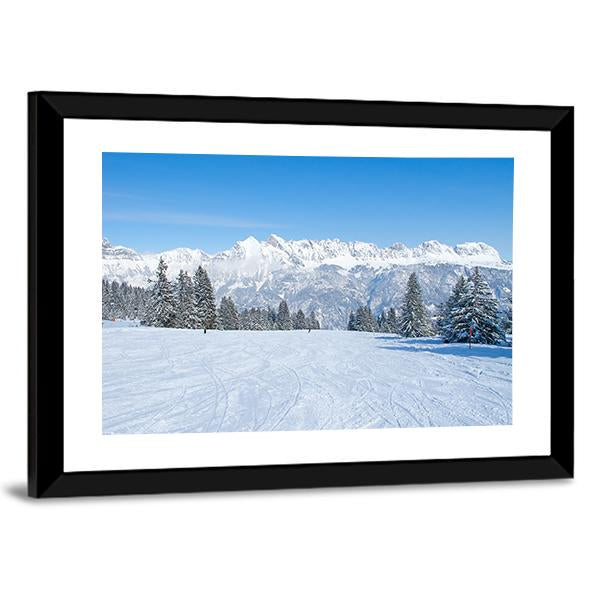 Slope On The Skiing Resort Flumserberg Canvas Wall Art-3 Horizontal-Gallery Wrap-25" x 16"-Tiaracle