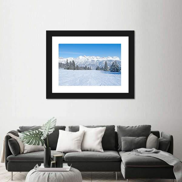 Slope On The Skiing Resort Flumserberg Canvas Wall Art-3 Horizontal-Gallery Wrap-25" x 16"-Tiaracle