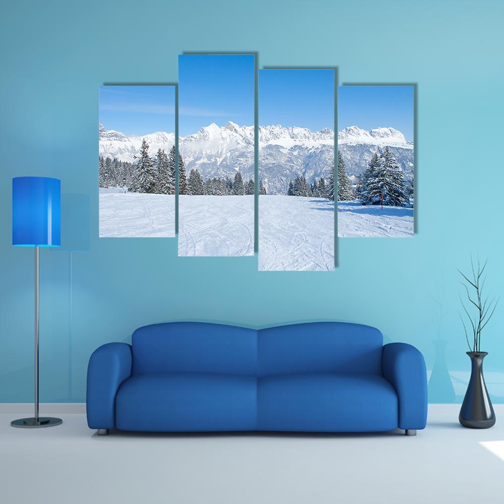 Slope On The Skiing Resort Flumserberg Canvas Wall Art-4 Pop-Gallery Wrap-50" x 32"-Tiaracle
