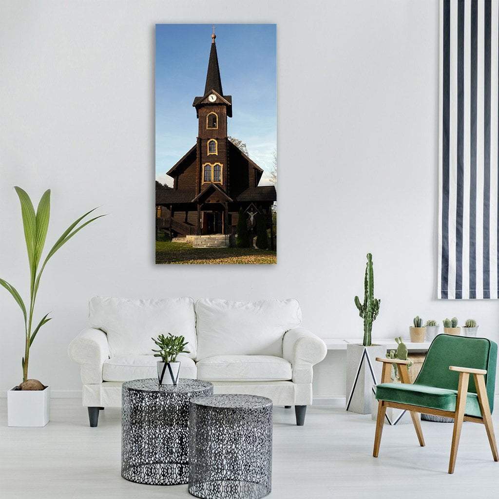 Slovakia Church In Autumn Vertical Canvas Wall Art-3 Vertical-Gallery Wrap-12" x 25"-Tiaracle