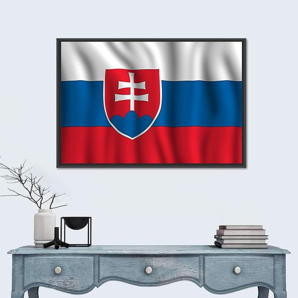 Slovakia National Flag Illustration Canvas Wall Art-1 Piece-Floating Frame-24" x 16"-Tiaracle