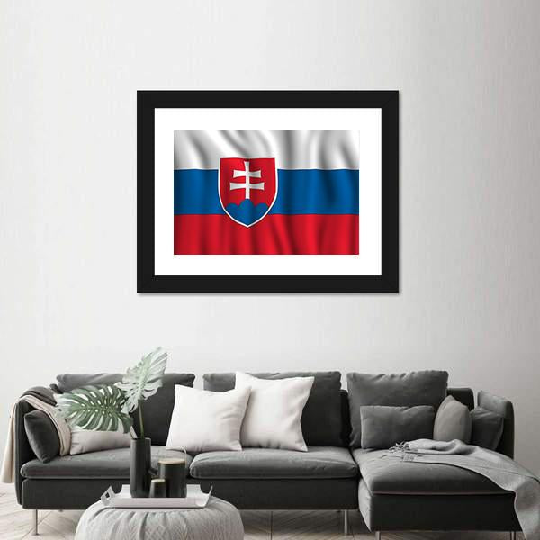 Slovakia National Flag Illustration Canvas Wall Art-3 Horizontal-Gallery Wrap-25" x 16"-Tiaracle