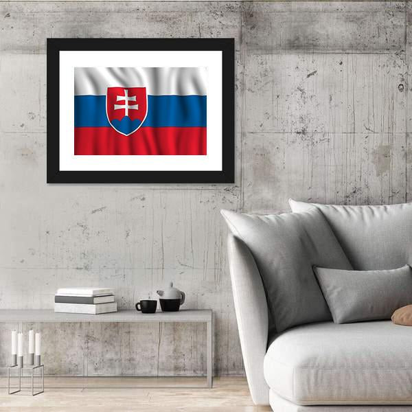 Slovakia National Flag Illustration Canvas Wall Art-3 Horizontal-Gallery Wrap-25" x 16"-Tiaracle