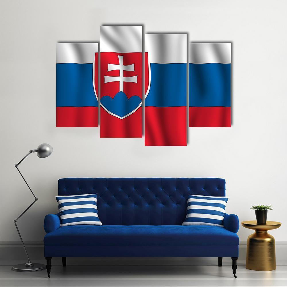 Slovakia National Flag Illustration Canvas Wall Art-4 Pop-Gallery Wrap-50" x 32"-Tiaracle