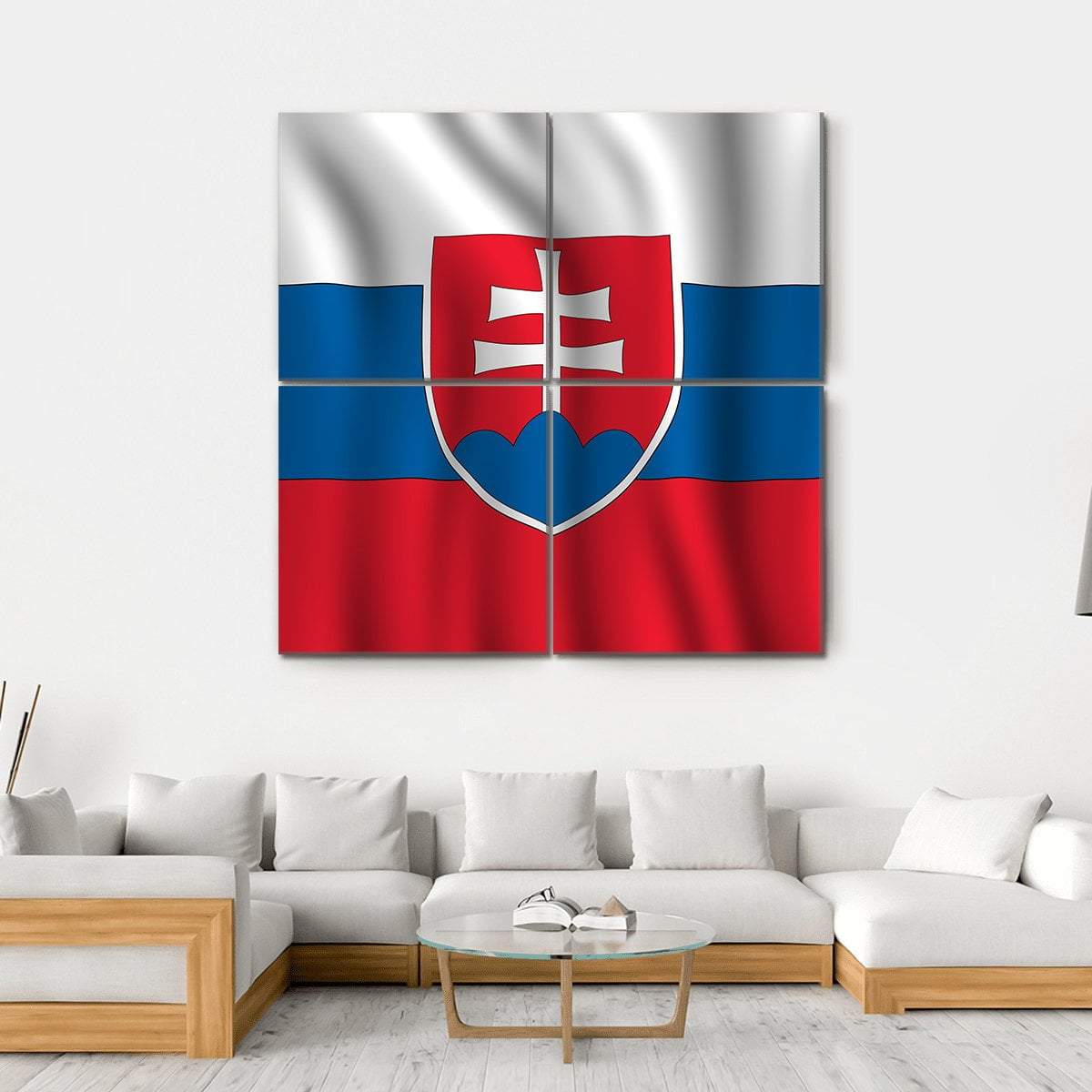 Slovakia National Flag Illustration Canvas Wall Art-4 Square-Gallery Wrap-17" x 17"-Tiaracle