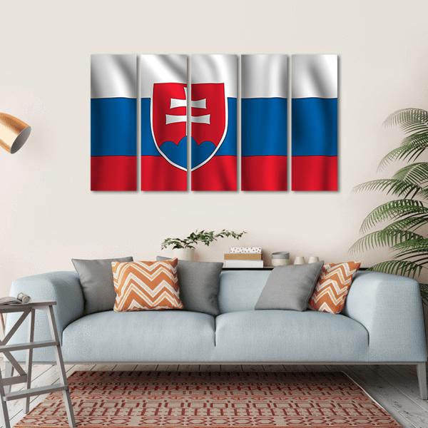 Slovakia National Flag Illustration Canvas Wall Art-5 Horizontal-Gallery Wrap-22" x 12"-Tiaracle