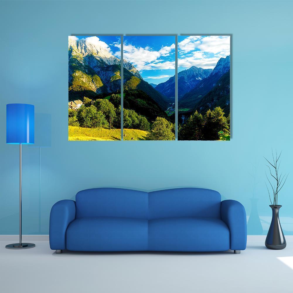 Slovenia Mountain And Valley Canvas Wall Art-5 Star-Gallery Wrap-62" x 32"-Tiaracle