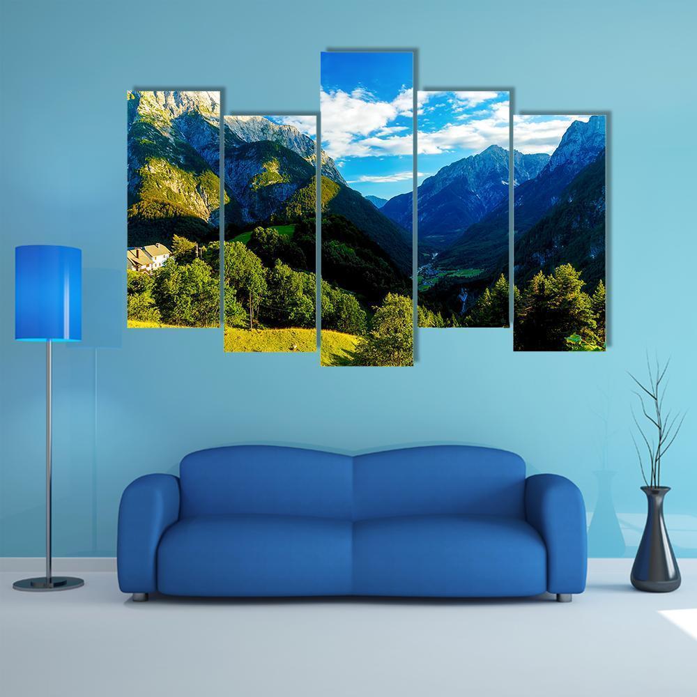 Slovenia Mountain And Valley Canvas Wall Art-5 Pop-Gallery Wrap-47" x 32"-Tiaracle