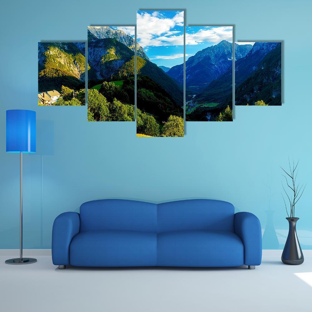 Slovenia Mountain And Valley Canvas Wall Art-5 Star-Gallery Wrap-62" x 32"-Tiaracle