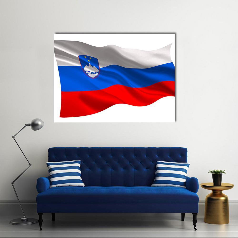 Slovenia National Flag Canvas Wall Art-1 Piece-Gallery Wrap-36" x 24"-Tiaracle