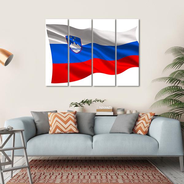 Slovenia National Flag Canvas Wall Art-4 Horizontal-Gallery Wrap-34" x 24"-Tiaracle