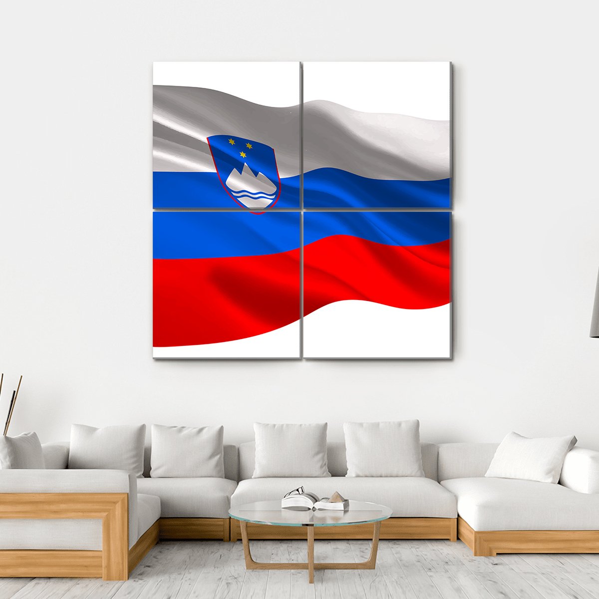 Slovenia National Flag Canvas Wall Art-4 Square-Gallery Wrap-17" x 17"-Tiaracle