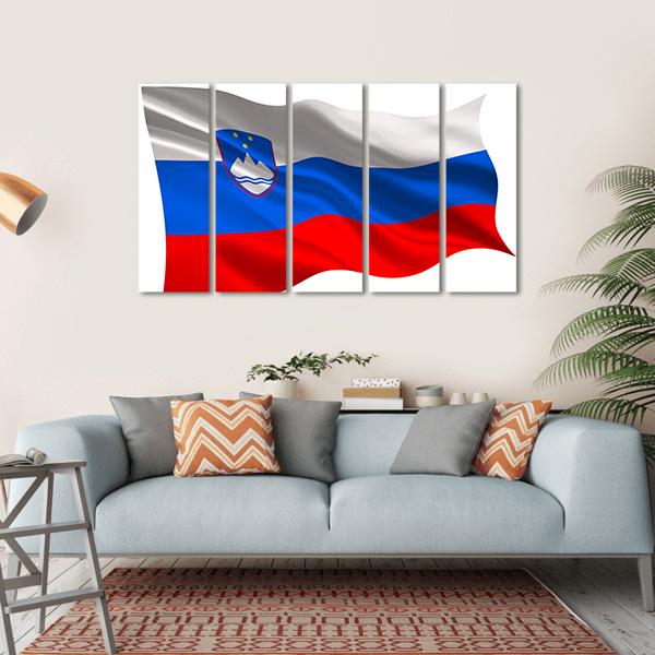 Slovenia National Flag Canvas Wall Art-5 Horizontal-Gallery Wrap-22" x 12"-Tiaracle