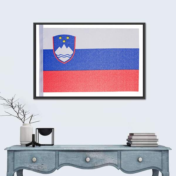 Slovenian Flag Canvas Wall Art-1 Piece-Floating Frame-24" x 16"-Tiaracle