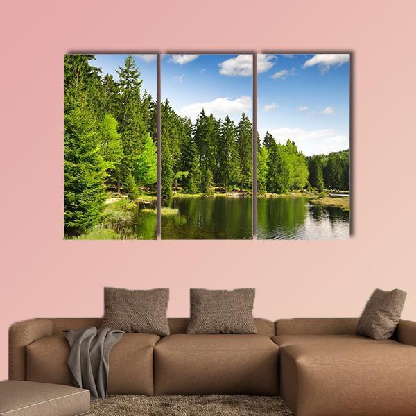 Small Arber Lake Canvas Wall Art-3 Horizontal-Gallery Wrap-37" x 24"-Tiaracle
