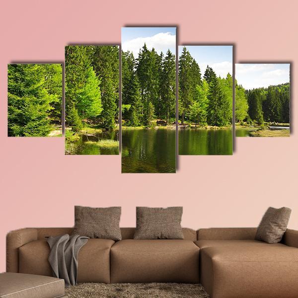 Small Arber Lake Canvas Wall Art-5 Star-Gallery Wrap-62" x 32"-Tiaracle