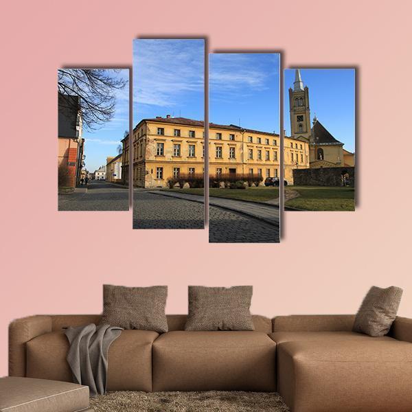 Small Church In Vidnava City Canvas Wall Art-4 Pop-Gallery Wrap-50" x 32"-Tiaracle