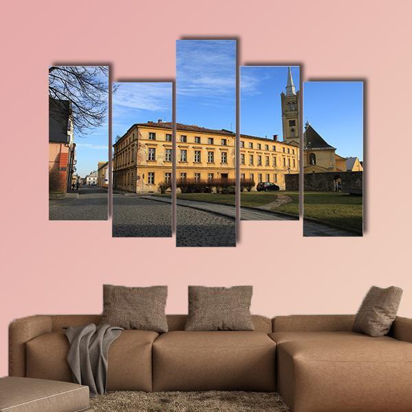 Small Church In Vidnava City Canvas Wall Art-5 Pop-Gallery Wrap-47" x 32"-Tiaracle