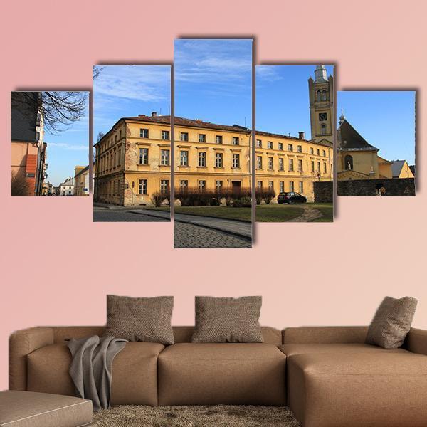 Small Church In Vidnava City Canvas Wall Art-5 Star-Gallery Wrap-62" x 32"-Tiaracle