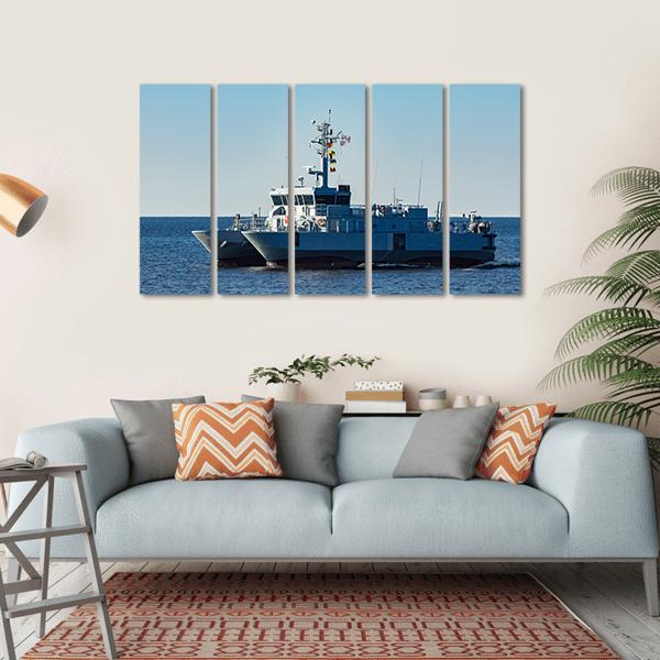 Small Grey Military Ship Canvas Wall Art-5 Horizontal-Gallery Wrap-22" x 12"-Tiaracle