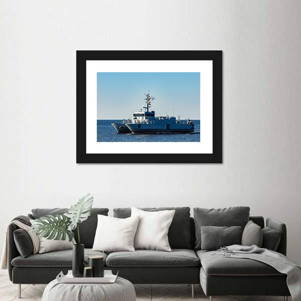 Small Grey Military Ship Canvas Wall Art-3 Horizontal-Gallery Wrap-25" x 16"-Tiaracle