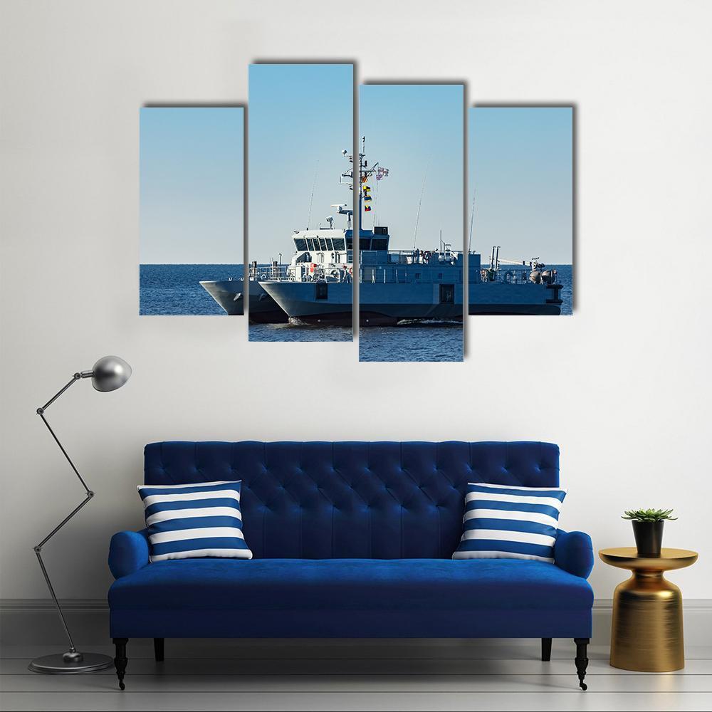 Small Grey Military Ship Canvas Wall Art-4 Pop-Gallery Wrap-50" x 32"-Tiaracle