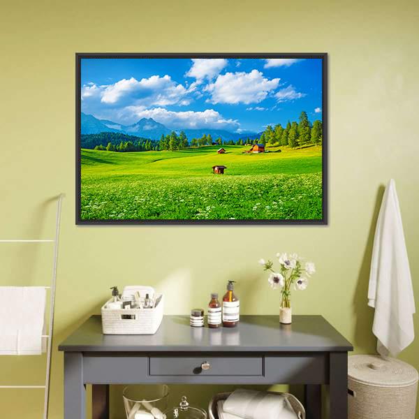 Small Houses In Seefeld Canvas Wall Art-1 Piece-Floating Frame-24" x 16"-Tiaracle
