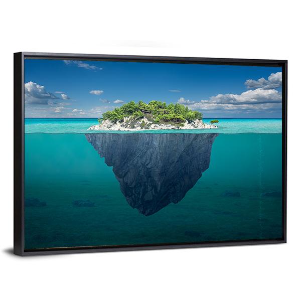 Small Island Above And Below Water Surface Canvas Wall Art-3 Horizontal-Gallery Wrap-25" x 16"-Tiaracle