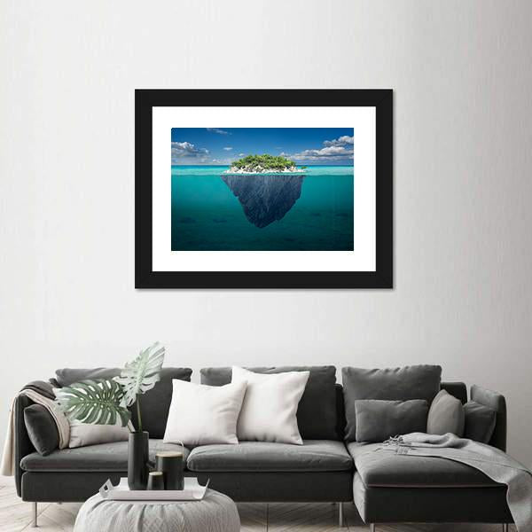 Small Island Above And Below Water Surface Canvas Wall Art-3 Horizontal-Gallery Wrap-25" x 16"-Tiaracle