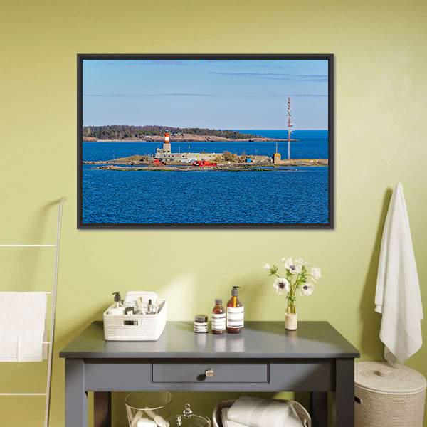 Small Island Harmaja Canvas Wall Art-1 Piece-Floating Frame-24" x 16"-Tiaracle