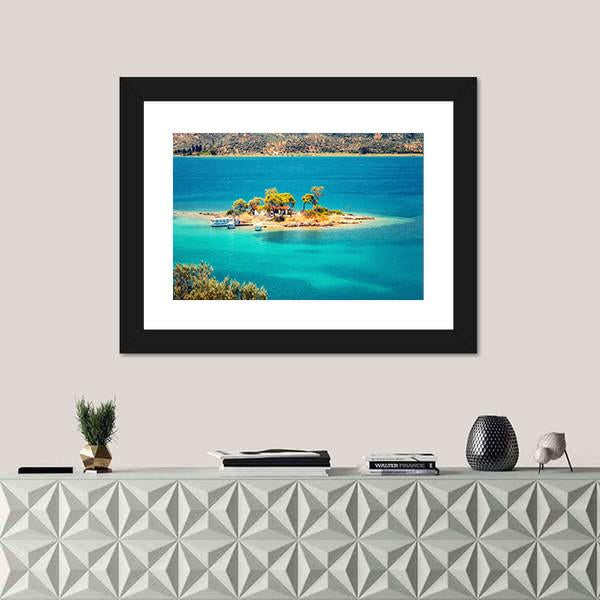 Small Island In Aegean Sea Canvas Wall Art-1 Piece-Framed Print-20" x 16"-Tiaracle