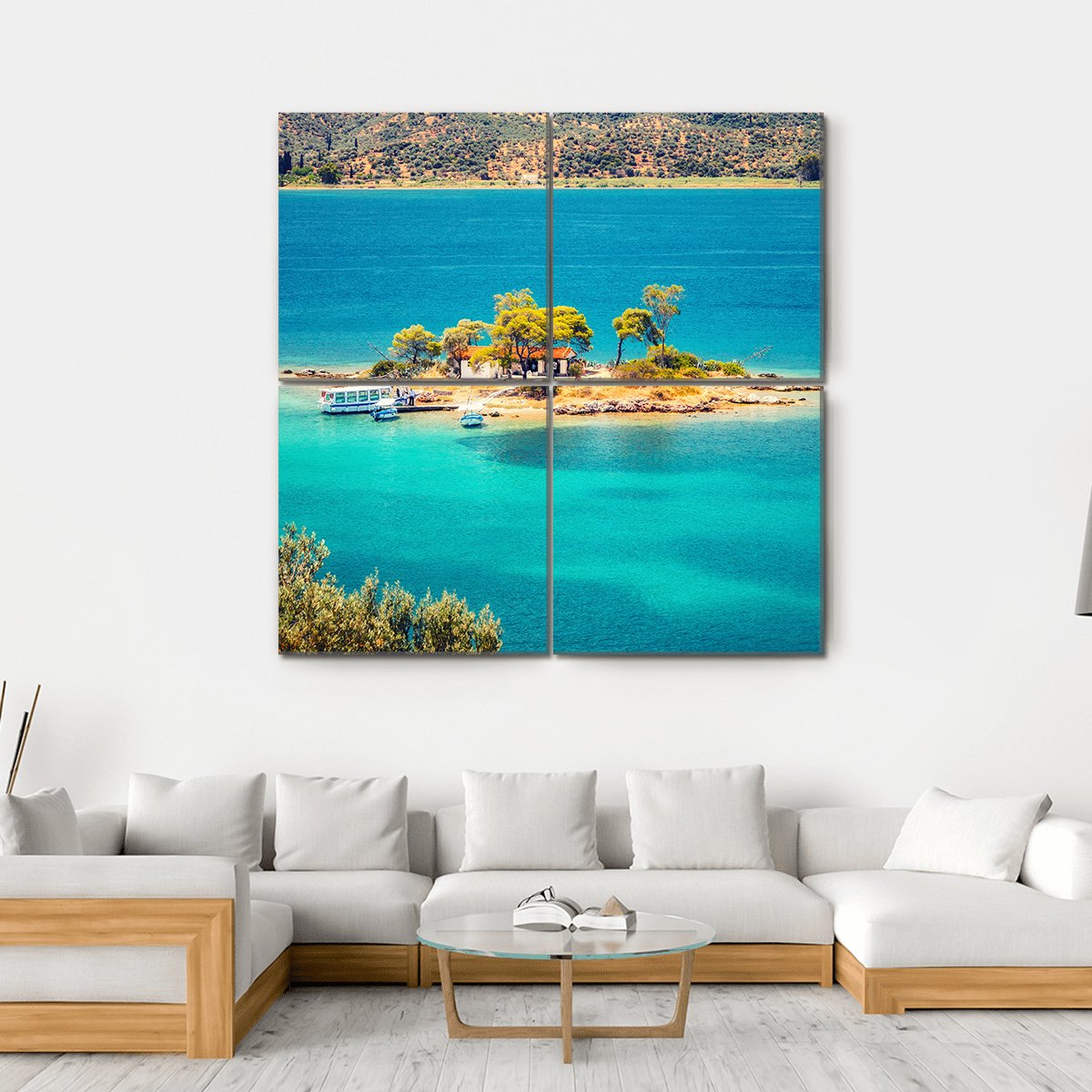 Small Island In Aegean Sea Canvas Wall Art-4 Square-Gallery Wrap-17" x 17"-Tiaracle
