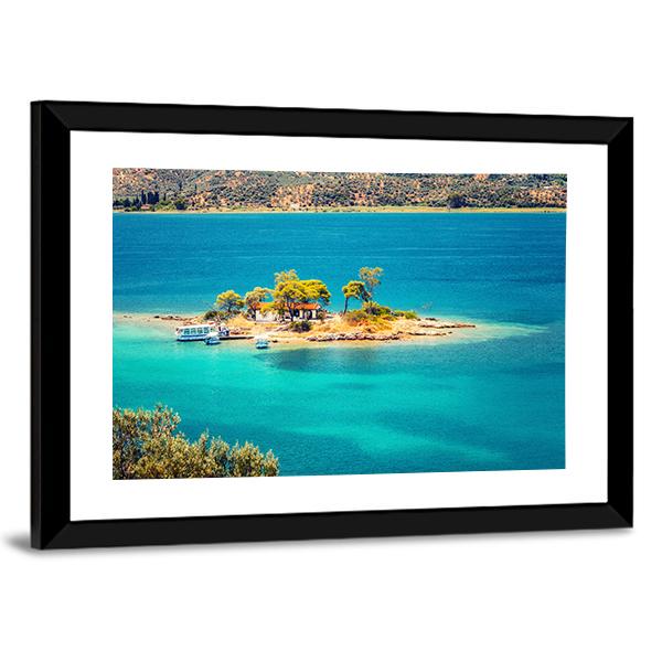 Small Island In Aegean Sea Canvas Wall Art-3 Horizontal-Gallery Wrap-25" x 16"-Tiaracle