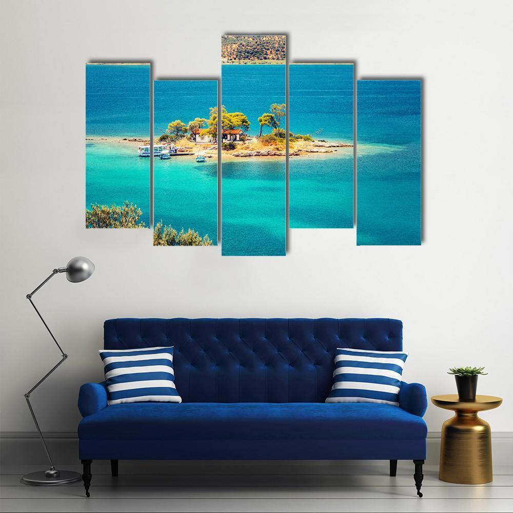 Small Island In Aegean Sea Canvas Wall Art-5 Pop-Gallery Wrap-47" x 32"-Tiaracle