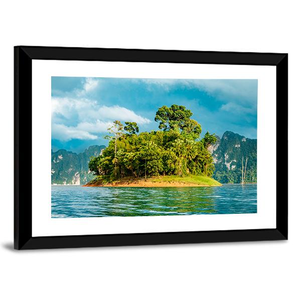 Small Island In Ratchaprapha Dam Canvas Wall Art-3 Horizontal-Gallery Wrap-25" x 16"-Tiaracle