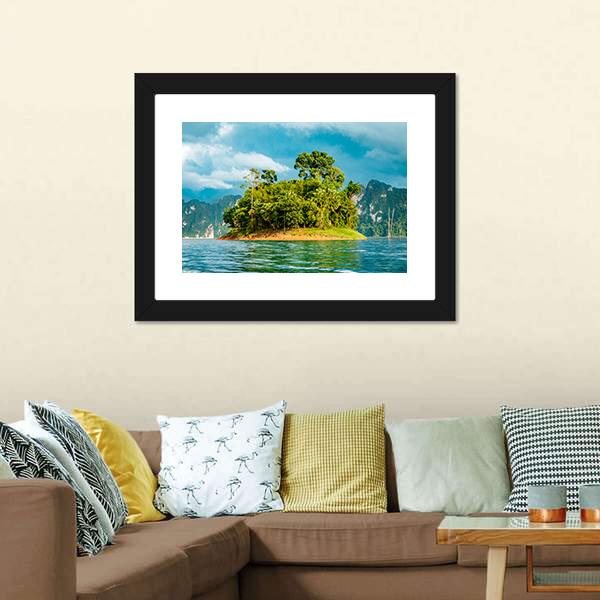 Small Island In Ratchaprapha Dam Canvas Wall Art-3 Horizontal-Gallery Wrap-25" x 16"-Tiaracle