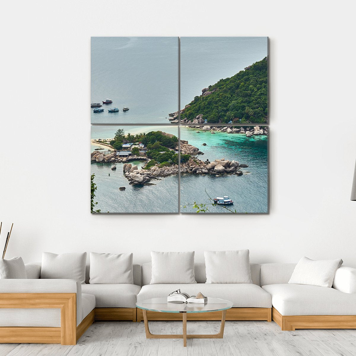Small Island Near Ko Tao In Thailand Canvas Wall Art-4 Square-Gallery Wrap-17" x 17"-Tiaracle