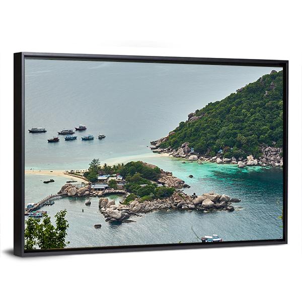 Small Island Near Ko Tao In Thailand Canvas Wall Art-3 Horizontal-Gallery Wrap-25" x 16"-Tiaracle