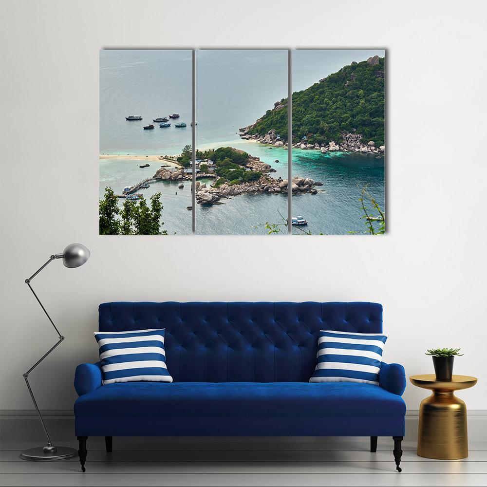 Small Island Near Ko Tao In Thailand Canvas Wall Art-5 Star-Gallery Wrap-62" x 32"-Tiaracle