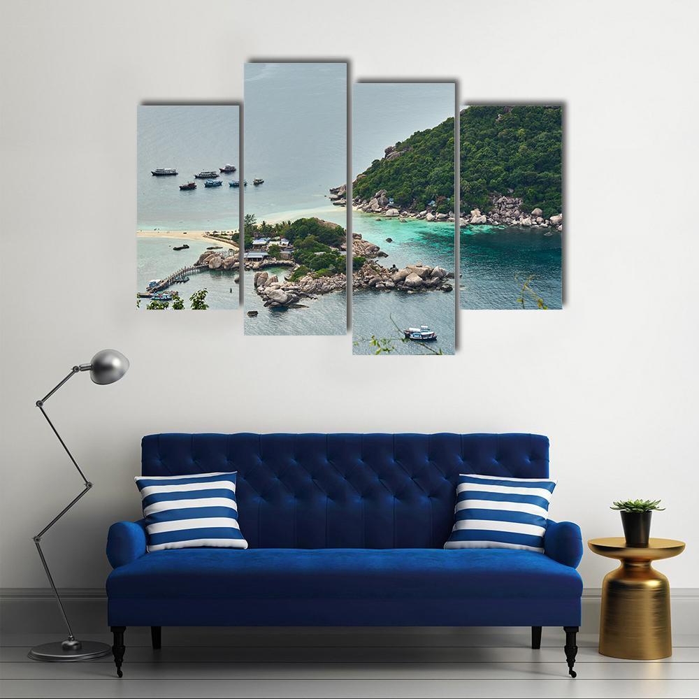 Small Island Near Ko Tao In Thailand Canvas Wall Art-4 Pop-Gallery Wrap-50" x 32"-Tiaracle
