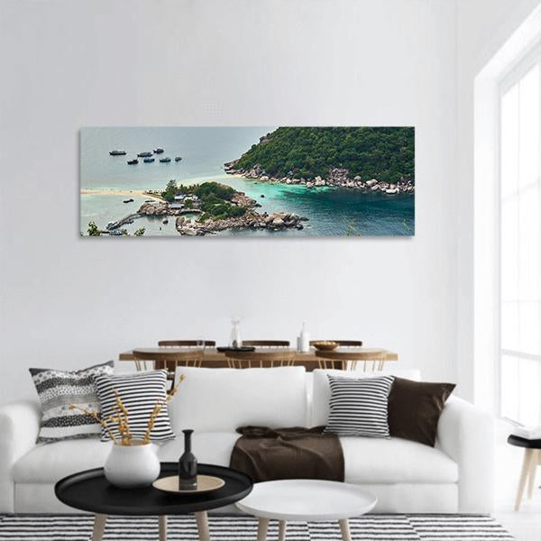 Small Island Near Ko Tao In Thailand Panoramic Canvas Wall Art-1 Piece-36" x 12"-Tiaracle