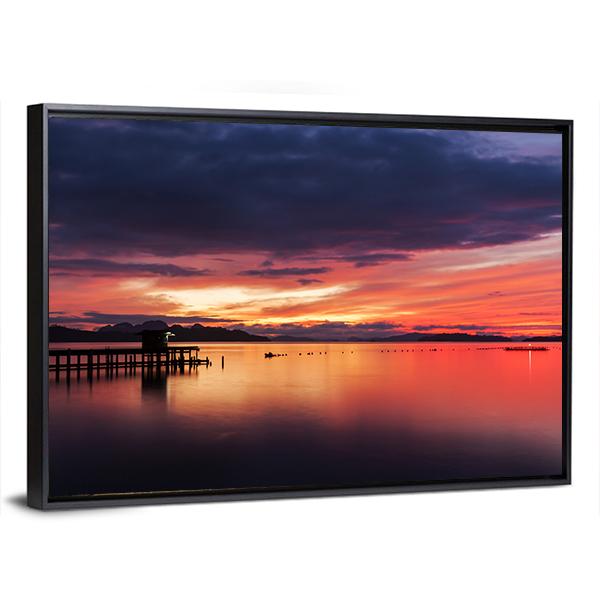 Small Jetty In To The Sea Canvas Wall Art-3 Horizontal-Gallery Wrap-25" x 16"-Tiaracle