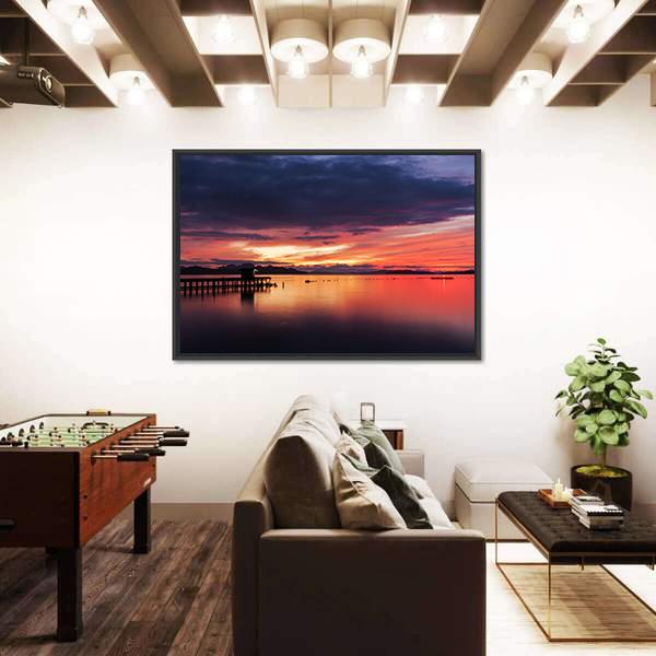 Small Jetty In To The Sea Canvas Wall Art-3 Horizontal-Gallery Wrap-25" x 16"-Tiaracle