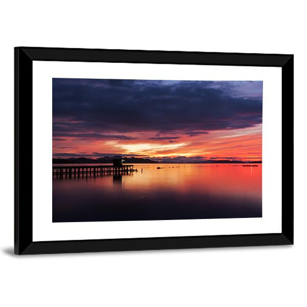 Small Jetty In To The Sea Canvas Wall Art-3 Horizontal-Gallery Wrap-25" x 16"-Tiaracle